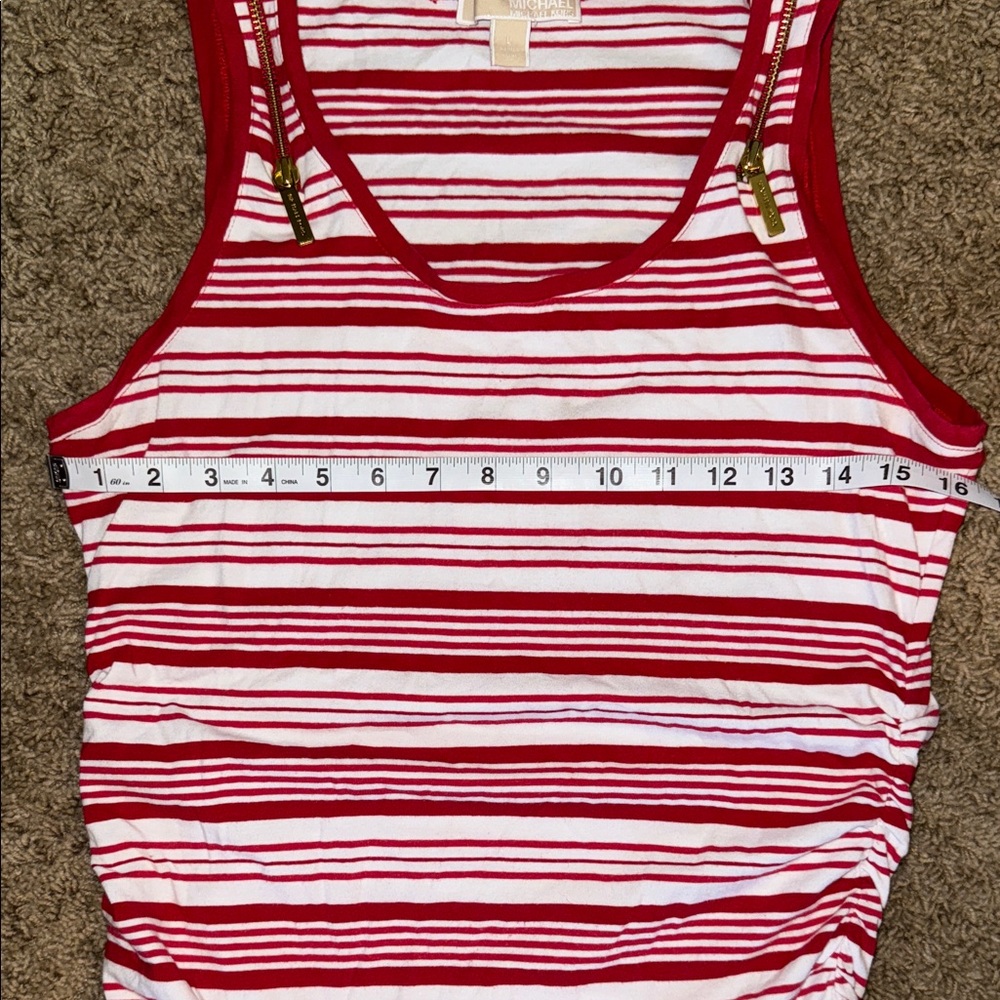 Michael Kors Red and White Striped Tank Top - Picture 3 of 4